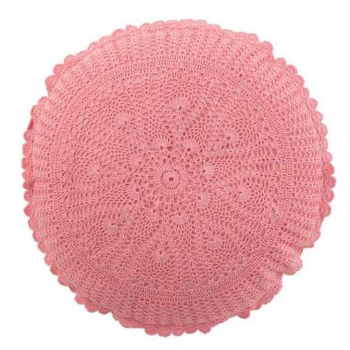 Paris Prix - Coussin Rond Déco "Dentelle" 40cm Rose