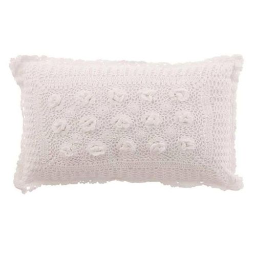 Paris Prix - Coussin Déco "Dentelles" 30x50cm Blanc
