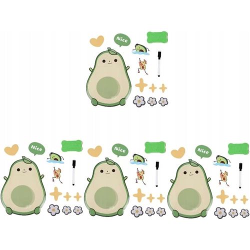 4 Ensembles Cuisine Aimant Blanc Dessin Animé Vert