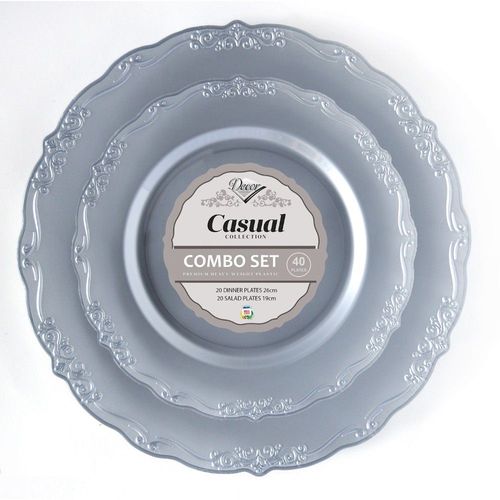 40 Assiettes Élégantes Repas Dessert Argent