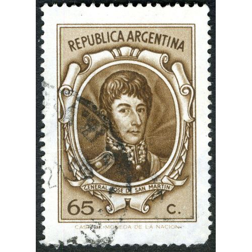 Timbre Oblitéré Republica Argentina, General Jose De San Martin, 65 C.
