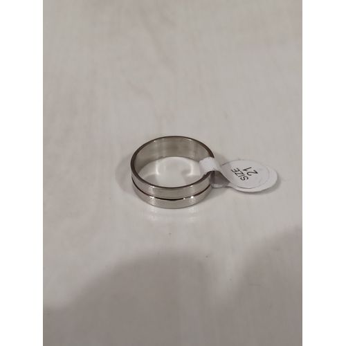 Bague En Acier Inoxydable,Metal Argenté,Gravure Ligne Simple,Taille 21