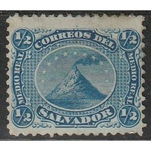 Timbre Oblitéré Ancien El Salvador 1867 N° 1 Volcan Izalco (1950 M).