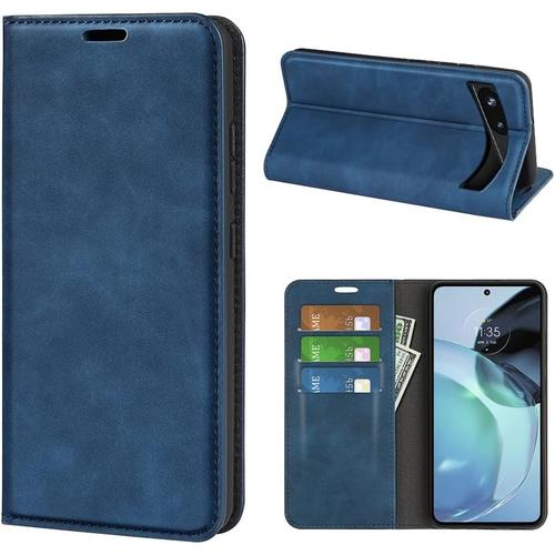 Coque Pour Google Pixel 7a, Antichoc Étui Housse En Cuir À Rabat Flip Cover Case Portefeuille Avec Porte Carte, Béquille, Fermeture Magnétique Pour Google Pixel 7a, Bleu