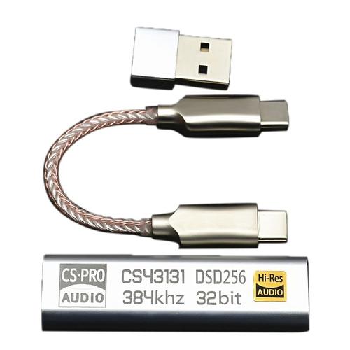 Amplificateur de casque de TYPE C à 3.5MM DSD256 pour Android, adaptateur DAC Portable USB Cirrus Logic Hifi pour Ios Win10 PC