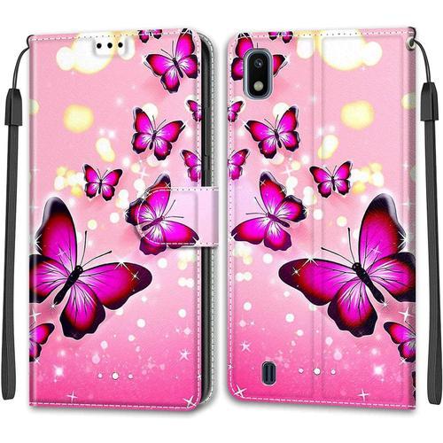 Coque Pour Samsung Galaxy A10 M10 Etui Samsung A10 M10 Housse De Galaxy A10 M10 En Cuir Pu Étui Housse En Cuir De Protection Avec Ranges Cartes Magnétique Flip Casepapillon 1