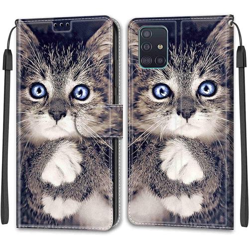 Coque Pour Samsung Galaxy A51 4g Etui Samsung A51 4g Housse De Galaxy A51 4g En Cuir Pu Étui Housse En Cuir De Protection Avec Magnétique Flip Portefeuille Antichoc Casechat 1