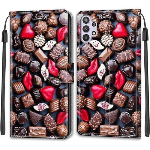 Coque Pour Samsung Galaxy A32 5g Etui Samsung A32 5g Housse De Galaxy A32 5g En Cuir Pu Étui Housse En Cuir De Protection Avec 3 Emplacements Pour Cartes Magnétique Flip Casechocolat