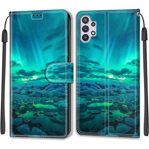 Coque Pour Samsung Galaxy A32 5g Etui Samsung A32 5g Housse De Galaxy A32 5g En Cuir Pu Étui Housse En Cuir De Protection Avec 3 Emplacements Pour Cartes Magnétique Flip Caseaurore