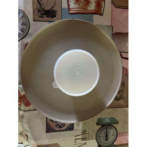 Grand Plateau De Service Rond 35 Cm Vintage Tupperware Beige