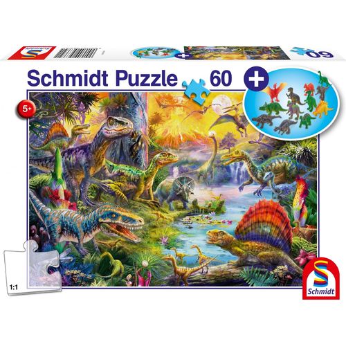 Puzzles Dinosaures, Avec Add On (Figurines De Dinosaures), 60 Pcs