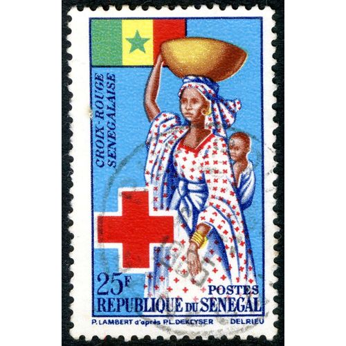 Timbre Oblitéré République Du Sénégal, Croix-Rouge Sénégalaise, Postes, 25 F