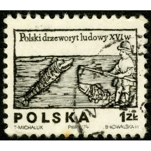 Timbre Oblitéré Polska, Polski Drzeworyt Ludowy Xvi W., 1974, Michaluk, Kowalska, 1 Zl