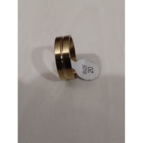 Bague En Acier Inoxydable,Metal Doré,Gravure Ligne Simple,Taille 20