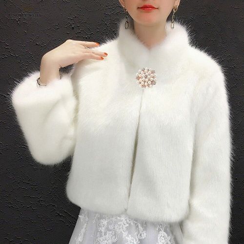 Manteau En Fausse Fourrure Pour Femmes,Cape En Fausse Fourrure,Boléro De Mariage,Châle À Manches Longues