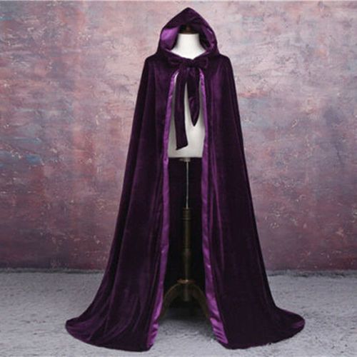 Cape Longue En Velours Everak À Capuche Pour Adultes,Costume De Vampire Wicca,Costume De Sorcière Médiévale,Robe Verte,Noire,Rouge,Halloween,Carnaval,Combat De Pourim