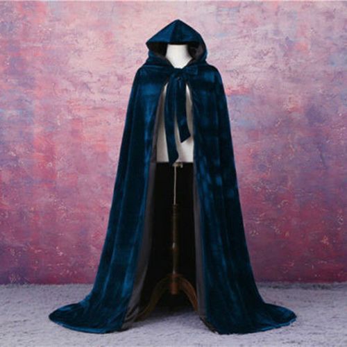 Cape Longue En Velours Everak À Capuche Pour Adultes,Costume De Vampire Wicca,Costume De Sorcière Médiévale,Robe Verte,Noire,Rouge,Halloween,Carnaval,Combat De Pourim