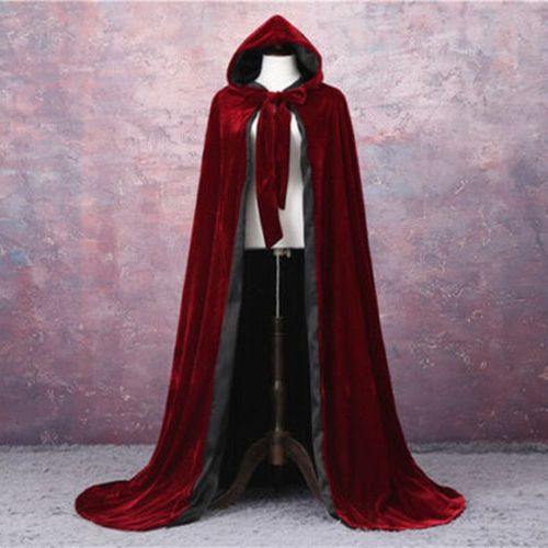 Cape Longue En Velours Everak À Capuche Pour Adultes,Costume De Vampire Wicca,Costume De Sorcière Médiévale,Robe Verte,Noire,Rouge,Halloween,Carnaval,Combat De Pourim