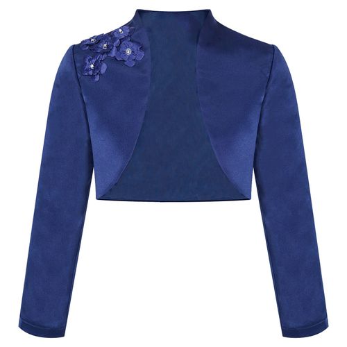 Cardigan ouvert sur le devant en satin pour filles de fleurs,haussement d'épaules à manches longues,châles ronds pour enfants,accessoire de robe,veste de mariage de communion