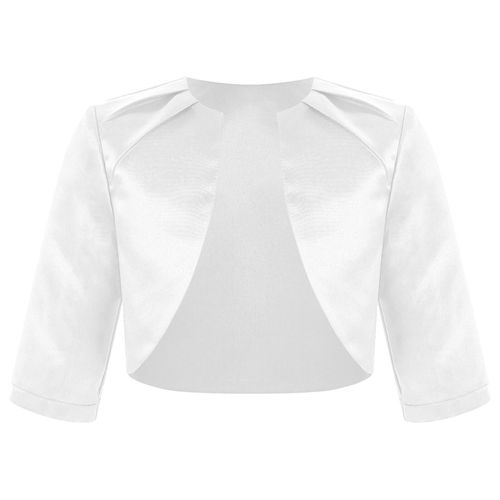 Cardigan ouvert sur le devant en satin pour filles de fleurs,haussement d'épaules à manches longues,châles ronds pour enfants,accessoire de robe,veste de mariage de communion