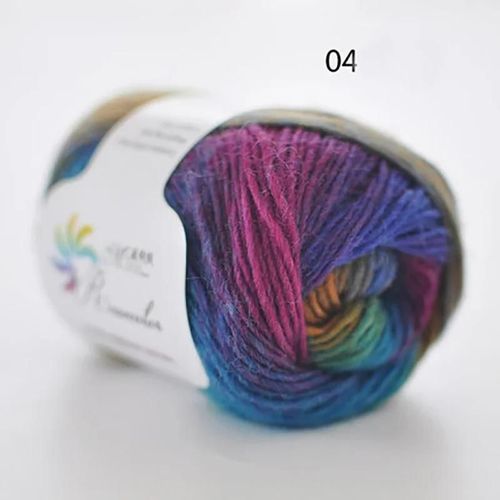 Fil de laine arc-en-ciel long Tissé à la main,Togo Chunky,Scores colorés,Lady Châles,Fil de crochet,pure laine,5 pièces - Type N04