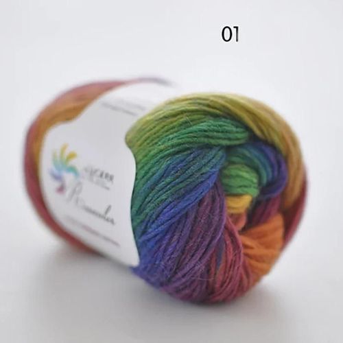 Fil de laine arc-en-ciel long Tissé à la main,Togo Chunky,Scores colorés,Lady Châles,Fil de crochet,pure laine,5 pièces - Type N01