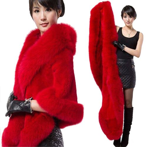 Châle en fausse fourrure pour femme,cape ronde pour l'hiver,manteau de fourrure pour patients chauds,vestes de luxe pour fête de mariage,rouge,blanc,noir