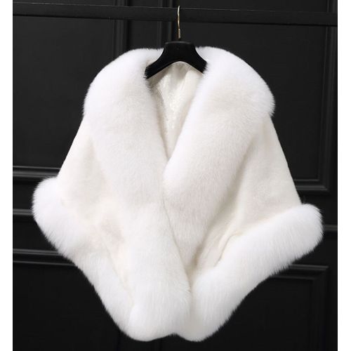 Châle en fausse fourrure pour femme,cape ronde pour l'hiver,manteau de fourrure pour patients chauds,vestes de luxe pour fête de mariage,rouge,blanc,noir