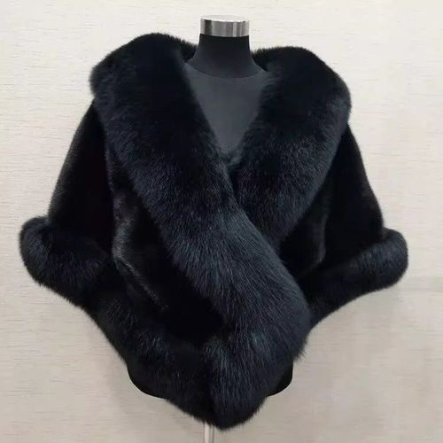 Châle en fausse fourrure pour femme,cape ronde pour l'hiver,manteau de fourrure pour patients chauds,vestes de luxe pour fête de mariage,rouge,blanc,noir