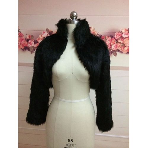 Manteau en Fausse Fourrure Noir Ivoire Blanc pour Demoiselles d'Honneur,Veste à Manches sulf,Châle,Étole