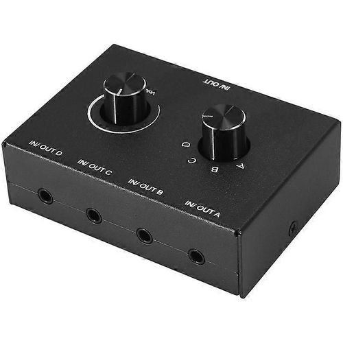 Commutateur audio à 4 ports, sélecteur audio 3,5 mm, sélecteur audio AUX stéréo, 4 entrées 1 sortie/1 entrée 4 sorties Boîtier de sélection audio