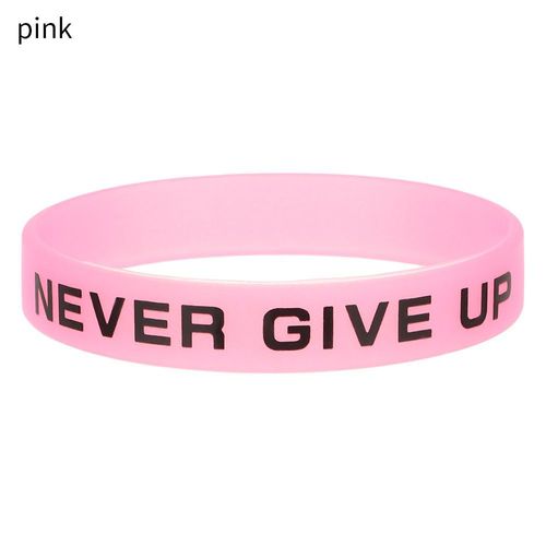 Bracelet Manchette De Sport En Caoutchouc Shoous Never Give Up Pour Hommes Et Femmes,Bijoux De Mode,Cadeaux Joncs,1pc