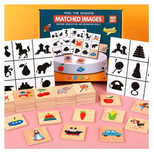 Puzzle En Bois Montessori Pour Enfants,Jouet Éducatif,Apprentissage Précoce,Fruits,Animaux,Trouver Des Ombres #A