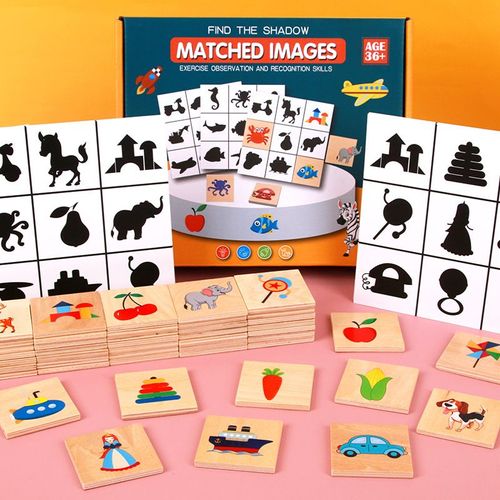 Puzzle En Bois Montessori Pour Enfants,Jouet Éducatif En Forme D'animaux,Fruits,Trouver Des Ombres,Pour Bébés