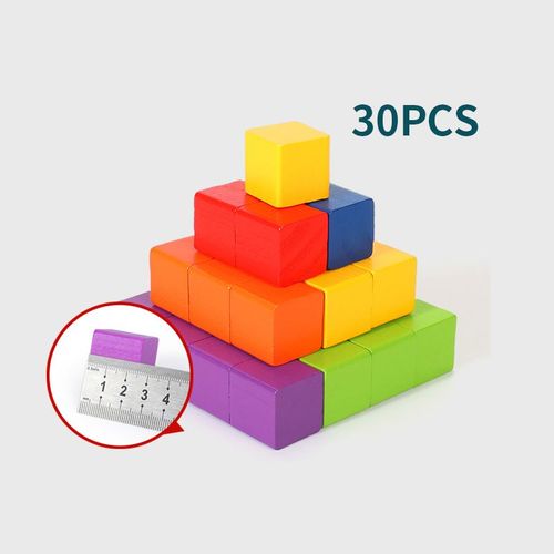 Décennie S De Construction Empilables En Bois Montessori Pour Bébé,Jouets De Nuit,Cubes Colorés,Jeu D'entraînement De Logique Spatiale,30 Pièces,60 Pièces,100 Pièces - Type 2.5cm 30pcs