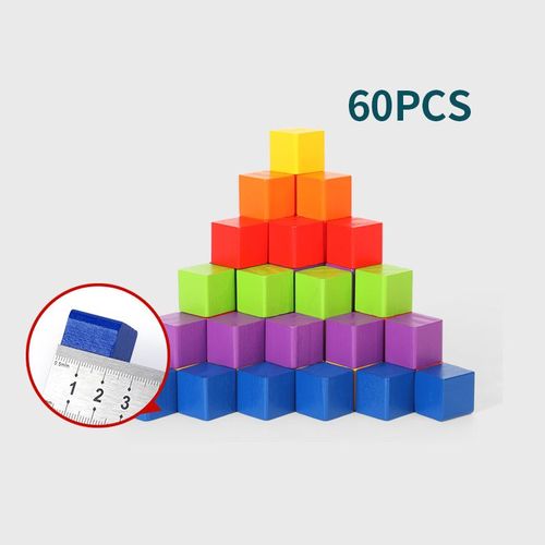 Décennie S De Construction Empilables En Bois Montessori Pour Bébé,Jouets De Nuit,Cubes Colorés,Jeu D'entraînement De Logique Spatiale,30 Pièces,60 Pièces,100 Pièces - Type 2cm 60pcs