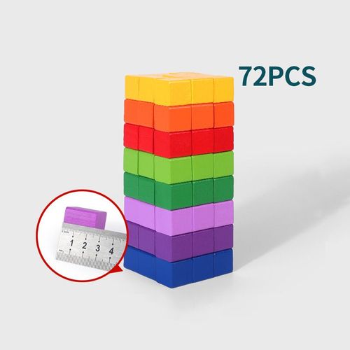 Décennie S De Construction Empilables En Bois Montessori Pour Bébé,Jouets De Nuit,Cubes Colorés,Jeu D'entraînement De Logique Spatiale,30 Pièces,60 Pièces,100 Pièces - Type 2.5cm 72pcs