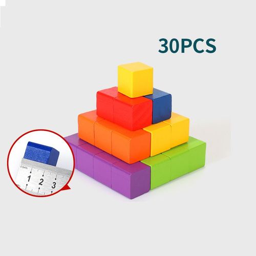 Décennie S De Construction Empilables En Bois Montessori Pour Bébé,Jouets De Nuit,Cubes Colorés,Jeu D'entraînement De Logique Spatiale,30 Pièces,60 Pièces,100 Pièces - Type 2cm 30pcs