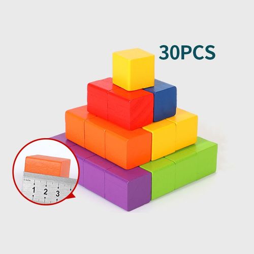 Décennie S De Construction Empilables En Bois Montessori Pour Bébé,Jouets De Nuit,Cubes Colorés,Jeu D'entraînement De Logique Spatiale,30 Pièces,60 Pièces,100 Pièces - Type 3cm 30pcs
