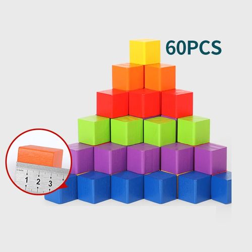 Décennie S De Construction Empilables En Bois Montessori Pour Bébé,Jouets De Nuit,Cubes Colorés,Jeu D'entraînement De Logique Spatiale,30 Pièces,60 Pièces,100 Pièces - Type 3cm 60pcs