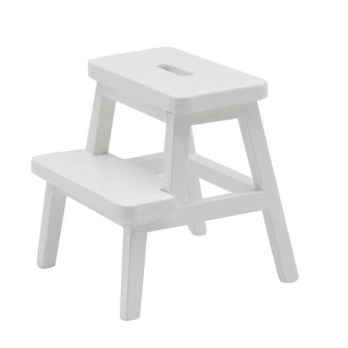 1/12 Maison De Poupée Miniature Chat Étape Tabouret En Bois Chaton Repose-Pieds Chaise Assise Double Couche Tenant Tabouret Blanc