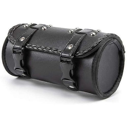 Sacoche De Fourche De Moto Pu En Cuir De Guidon De Vélo Pochette À Outils Sissy Bar Rouleau Sac De Rangement Sacoche De Selle
