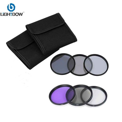Lightdow-Filtre d'objectif pour appareil photo Canon Nikon,Kit 6 en 1,UV,CPL,FLD,ND,2,4,8,49mm,52mm,55mm,58mm,62mm,67mm,72mm,77mm - Type 58MM