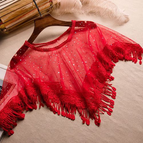 Boléro en dentelle avec des appliques de perles pour Femme,rose,blanc,rouge,Champagne,noir,robe de soirée,Cape,haut de Mariage