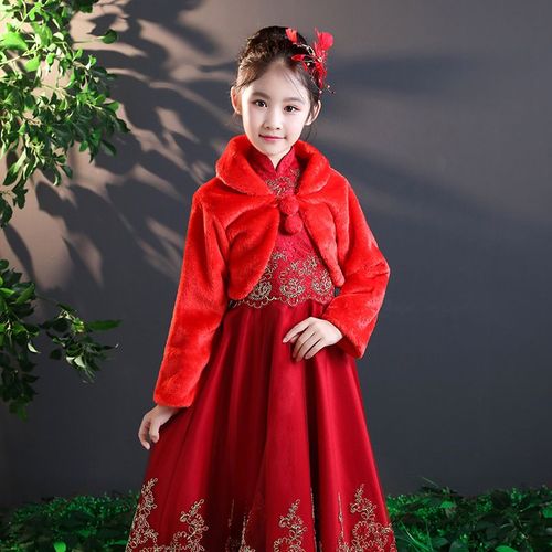 Cape en fausse fourrure à manches longues pour filles,veste châle,haussement d'épaules ronds,manteau d'hiver pour enfants,fête de mariage