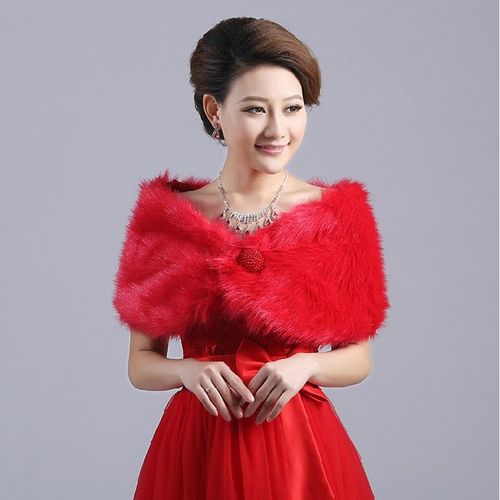 Veste en Fausse Fourrure pour Femme,Blouson avec Perles,Enveloppes Blanches pour Patients de Mariage,,2018