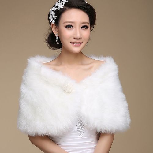 Veste en Fausse Fourrure pour Femme,Blouson avec Perles,Enveloppes Blanches pour Patients de Mariage,,2018