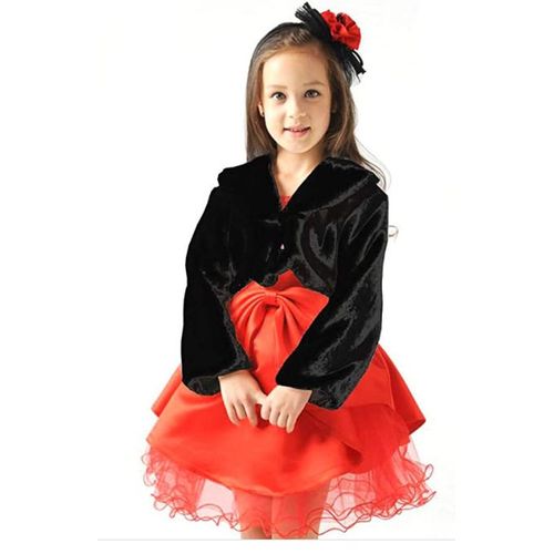 Veste châle longue en fausse fourrure pour enfants,manteau boléro enveloppant à manches longues pour petite fille,hiver blanc noir