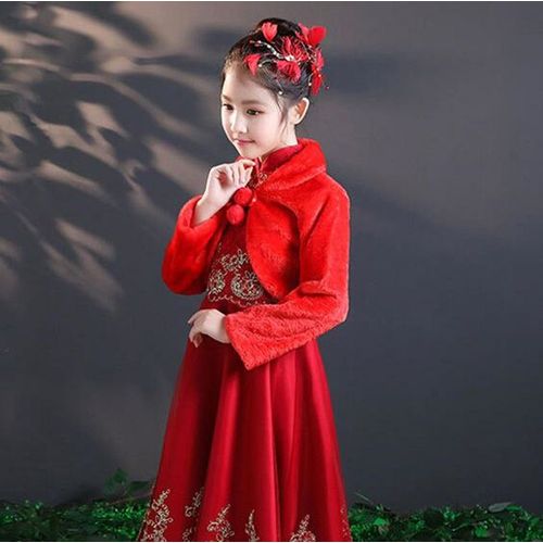 Veste châle longue en fausse fourrure pour enfants,manteau boléro enveloppant à manches longues pour petite fille,hiver blanc noir