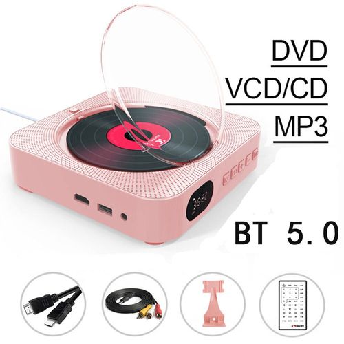 Lecteur DVD et CD HDMI avec haut-parleur intégré,Bluetooth 5.0,prise en charge de la connexion AV,budgétaire TV,musique - Type Pink DVD Player